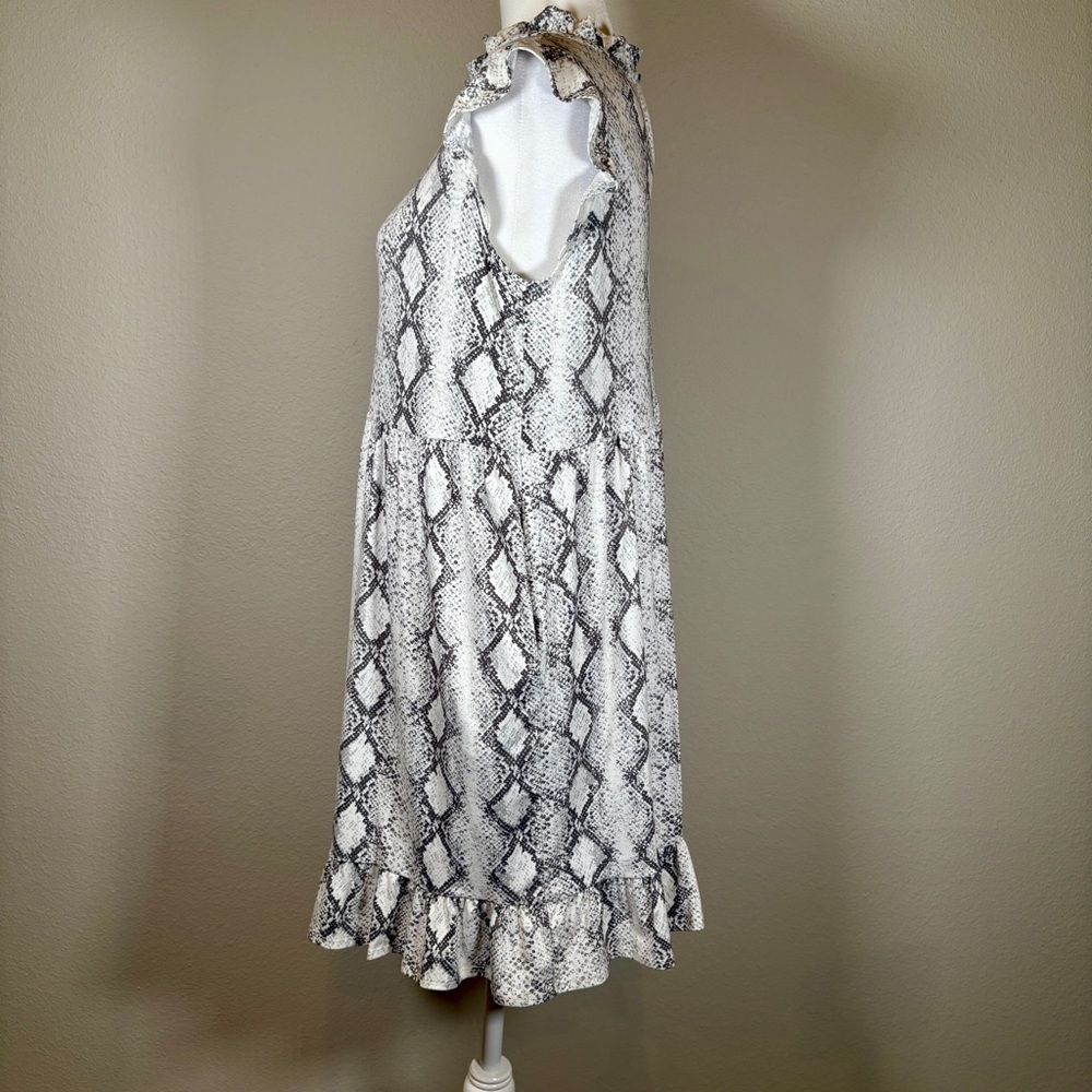 Snake Print Ruffle Mini Dress - Picture 2 of 6